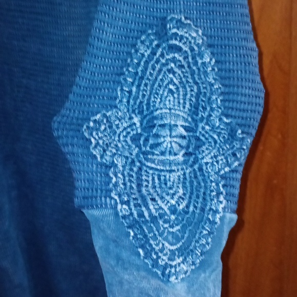 ABLE Blue Henley Waffle Knit Dress Size XL - Picture 4 of 5